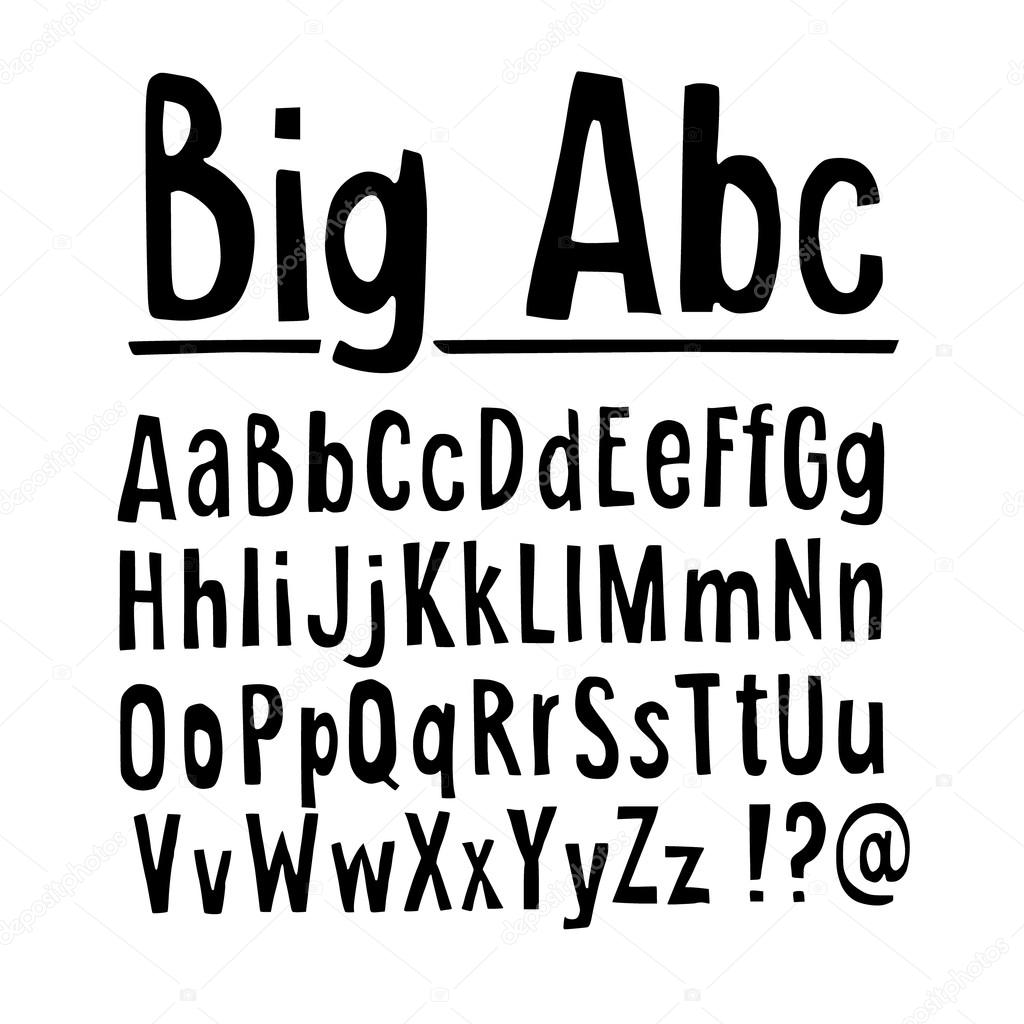 Hand drawn vector alphabet, font, isolated upper and lower case letters