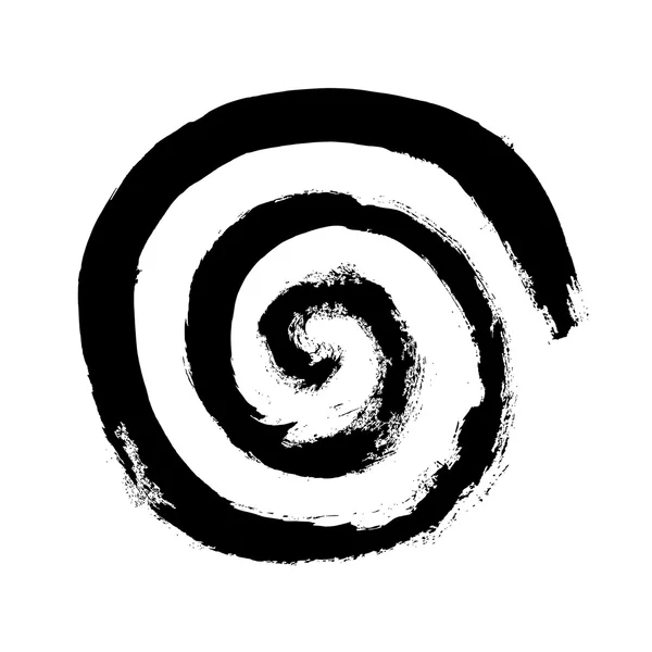 Grunge hand painted dry brush spiral, motion geometric element, black