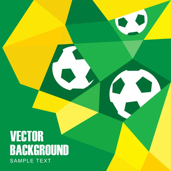 Abstract modern polygon background in Brazilian flag and football design, vector — Stock Vector