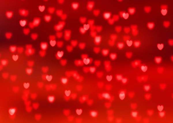 Astratto sfondo rosso con rosso a forma di cuore bokeh luci — Foto Stock