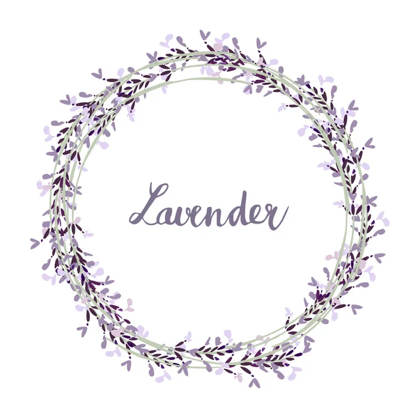 Hand getekende lavendel krans, vector illustratie — Stockvector