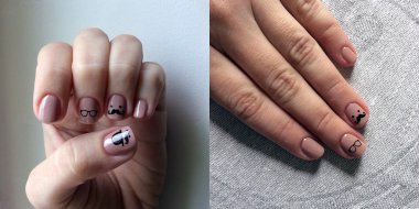 Pembe oje ile kaplı manikürlü çivi 