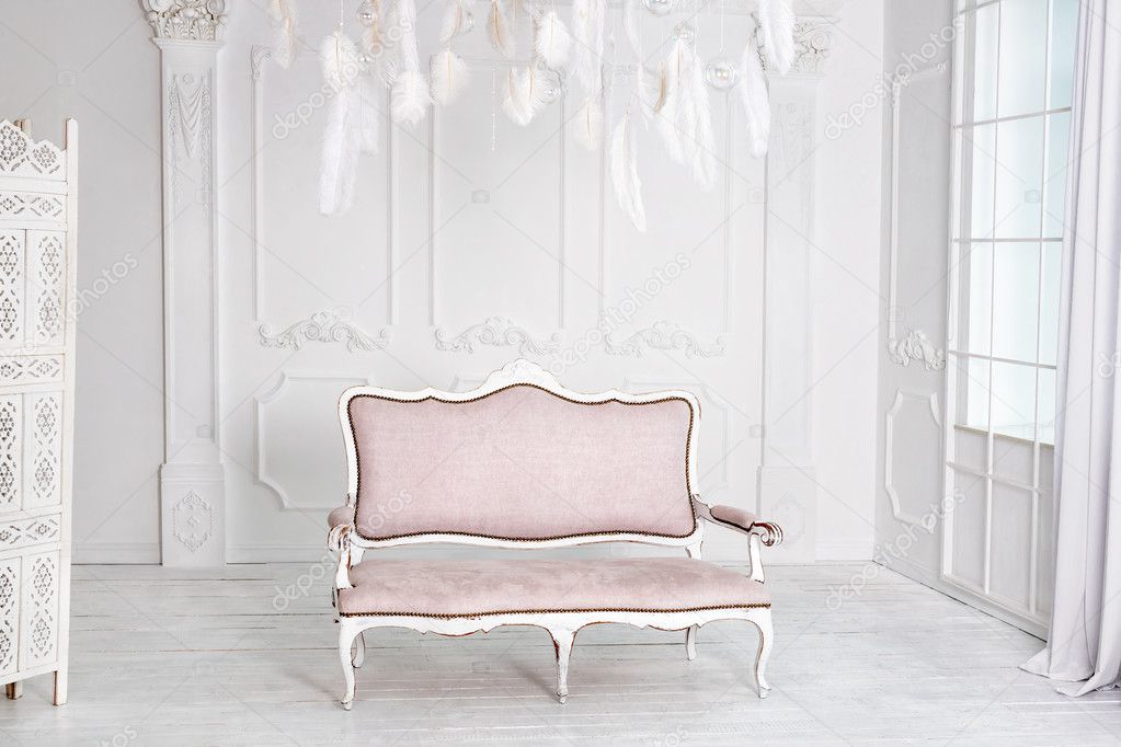Classical White Interior With Pink Sofa Stock Photo By Magryt Artur 104683076 Classical White Interior With Pink Sofa, Is Pink Sofa Free