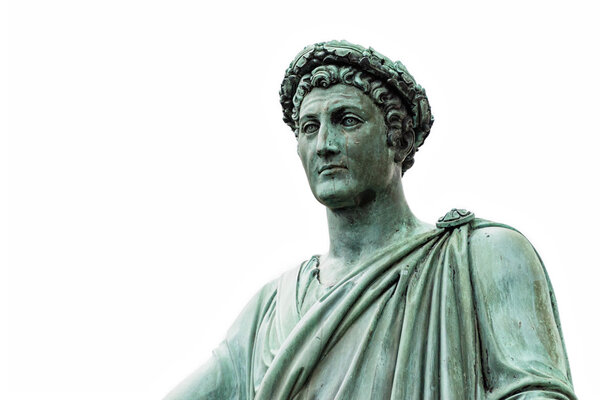 Statue of Armand Emmanuel Sophie Septimanie de Vignerot du Plessis, Duke Richelieu in a roman toga and laurel wreath 