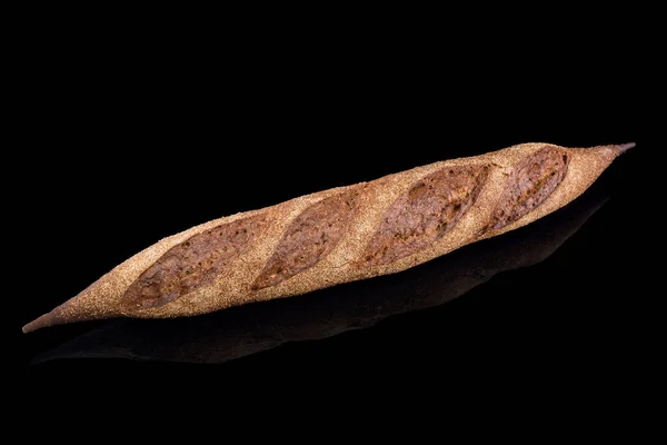 Pan Casero Recién Horneado Aislado Negro Baguette Pan Francés Alimentación —  Fotos de Stock