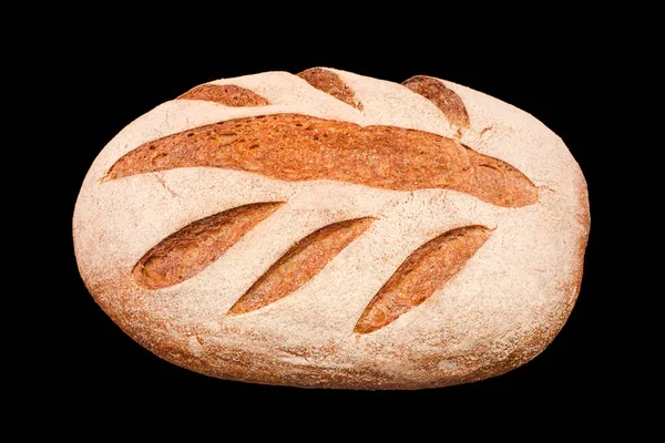 Roti Buatan Sendiri Yang Baru Dipanggang Diisolasi Dengan Hitam Roti — Stok Foto