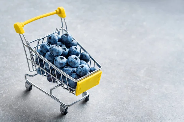 Frutos Arándano Mini Carrito Compras Enfoque Selectivo Los Arándanos Carretilla —  Fotos de Stock