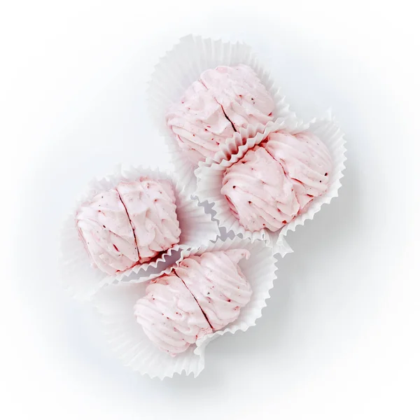 Marshmallow Rosa Dolci Fatti Mano Zephyr Dolciumi Morbidi Caramelle Uno — Foto Stock