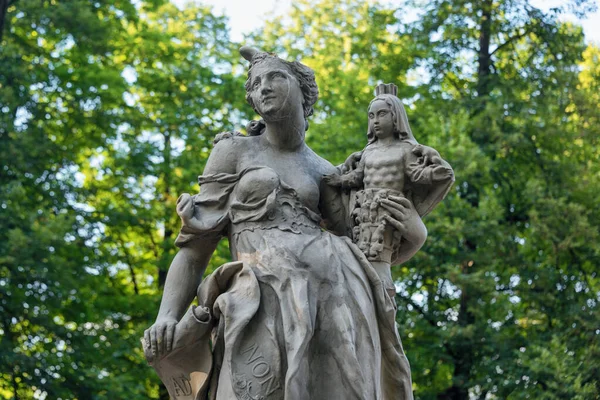 Statues Grès Dans Jardin Saxon Varsovie Pologne Réalisé Avant 1745 — Photo