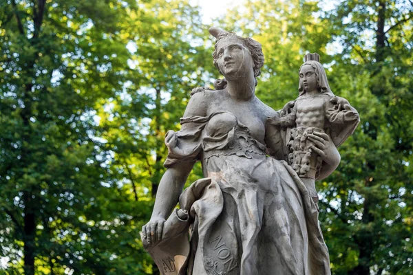 Estátuas Arenito Jardim Saxão Varsóvia Polônia Feito Antes 1745 Por — Fotografia de Stock