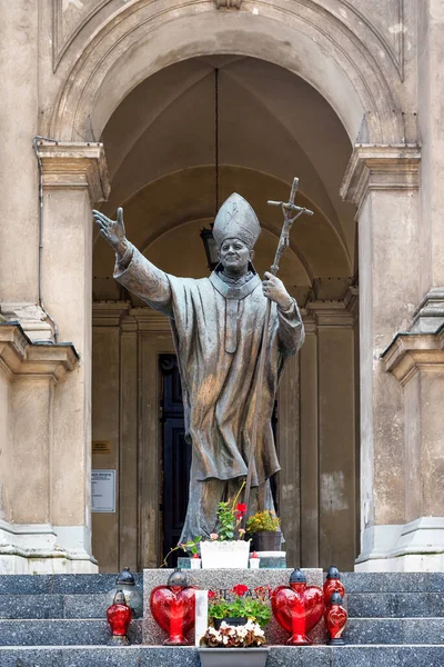 Warsaw Poland Iulie 2018 Statuia Papei Ioan Paul Lea Treptele — Fotografie, imagine de stoc