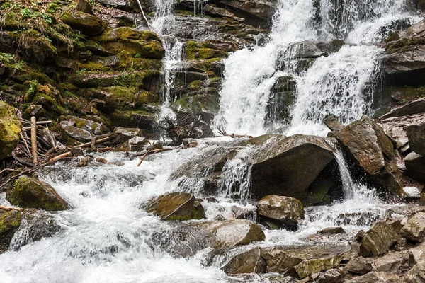 Forest Waterfall Rocks Covered Moss Carpathians Shypit Ukraine Europe — Stock Photo, Image