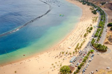 Las Teresitas sahilinin ünlü hava manzarası, Tenerife, Kanarya adaları, İspanya