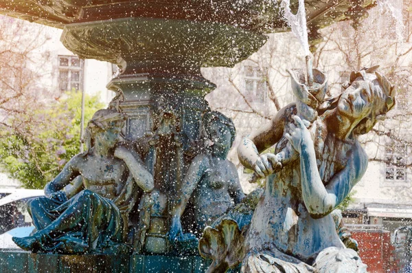 Sculptures Mermaids Young People Fountain Lisbon Portugal — Stock Photo, Image