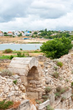Antik Chersonesus şehrinin kalıntıları. Antik Yunanlılar tarafından kuruldu. Hersones harabeleri, arkeoloji parkı, Sivastopol, Kırım.