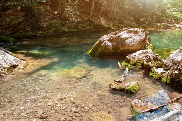 Schöne Natur Natürliche Lagune Einem Sonnigen Sommertag See Krimgebirge — Stockfoto