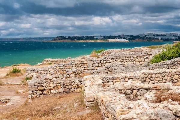 Overblijfselen Van Oude Stad Chersonesus Opgericht Door Oude Grieken Ruïnes — Stockfoto