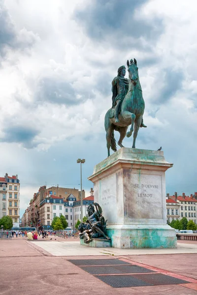 Bellecourtorget Ludvig Xiv Staty Lyon Frankrike — Stockfoto