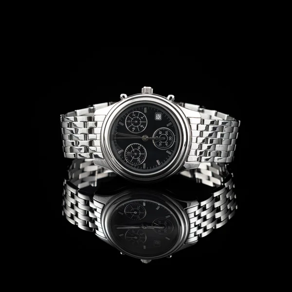 Swiss watches on black background — Stock Photo, Image