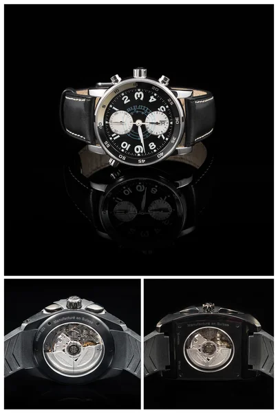 Montres suisses sur fond noir — Photo