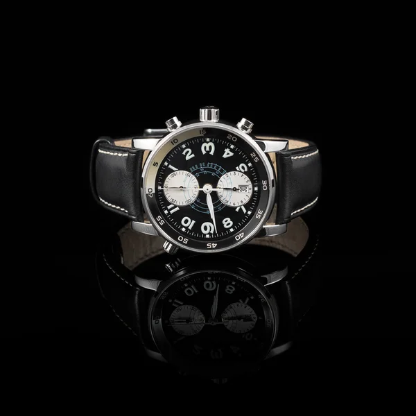 Swiss watches on black background — Stock Photo, Image