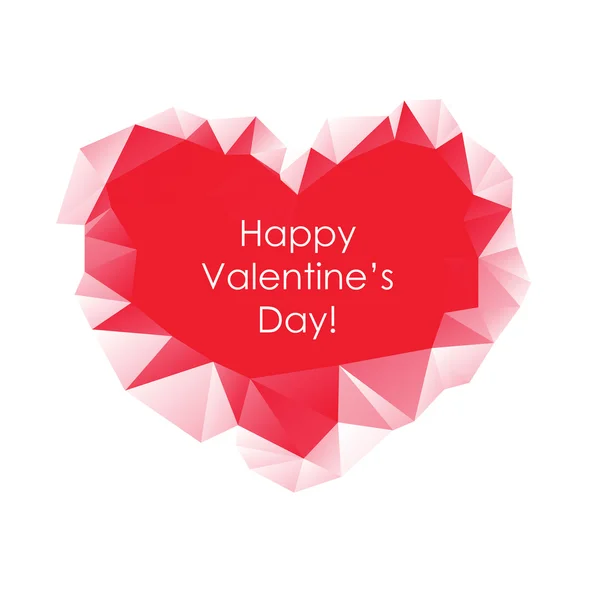 Červené abstraktní trojúhelník geometrické srdce na bílém pozadí. Šťastný Valentýna přání. — Stock fotografie