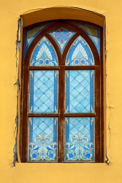 Vitray eski pencere Palanok kale Mukachevo, Ukrayna. — Stok fotoğraf