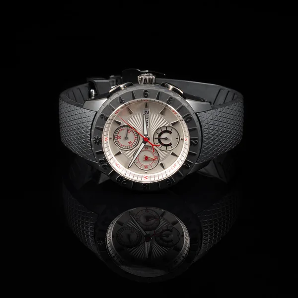 Swiss watches on black background — Stock Photo, Image