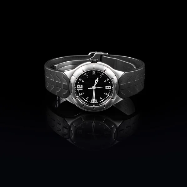 Swiss watches on black background. Product photography. — Stock Photo, Image