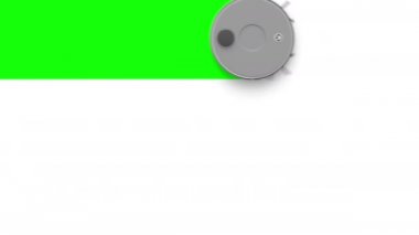 Ekran boyunca kayan robotik elektrikli süpürgeyle krom ekran geçişi