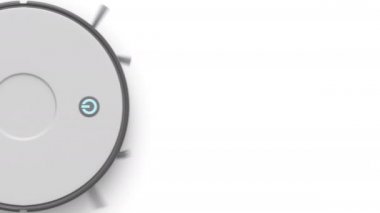 Robotik elektrikli süpürge beyaz ekranda kayıyor. Yeşil ekran dahil