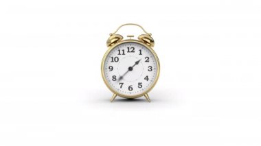 Alarm saat sabah 7 'de çalacak. Beyaz arka planda izole edilmiş.
