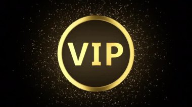 Uçan altın parçacıklarına karşı ışıltılı altın VIP rozeti