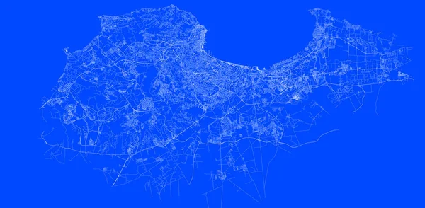 Blueprint of Alger city of Algeria, One Color Map, color change, Artprint