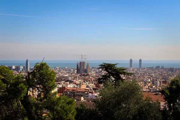 Havadan Sagrada Familia Barselona Spanya — Stok fotoğraf