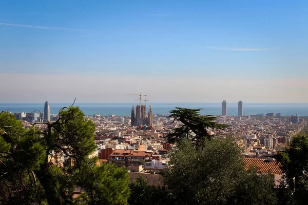 Sagrada Familia Από Τον Αέρα Βαρκελώνη Ισπανία — Φωτογραφία Αρχείου