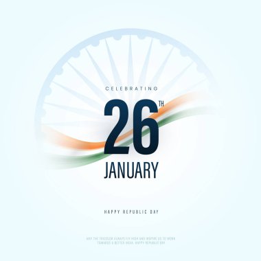 Hindistan Cumhuriyet Günü 26 Ocak 'ta indain bayrağıyla tasarlandı. Mutlu Cumhuriyet Günü Arkaplan Tasarım Şablonu, Hindistan Cumhuriyet Günü Posta Tasarım Şablonu.