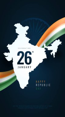 Hindistan Cumhuriyet Günü 26 Ocak 'ta indain bayrağıyla tasarlandı. Mutlu Cumhuriyet Günü Arkaplan Tasarım Şablonu, Hindistan Cumhuriyet Günü Posta Tasarım Şablonu.
