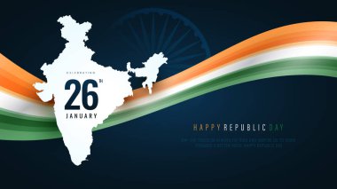 Hindistan Cumhuriyet Günü 26 Ocak 'ta indain bayrağıyla tasarlandı. Mutlu Cumhuriyet Günü Arkaplan Tasarım Şablonu, Hindistan Cumhuriyet Günü Posta Tasarım Şablonu.