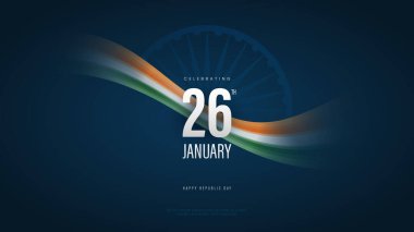 Hindistan Cumhuriyet Günü 26 Ocak 'ta indain bayrağıyla tasarlandı. Mutlu Cumhuriyet Günü Arkaplan Tasarım Şablonu, Hindistan Cumhuriyet Günü Posta Tasarım Şablonu.
