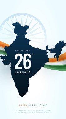 Hindistan Cumhuriyet Günü 26 Ocak 'ta indain bayrağıyla tasarlandı. Mutlu Cumhuriyet Günü Arkaplan Tasarım Şablonu, Hindistan Cumhuriyet Günü Posta Tasarım Şablonu.