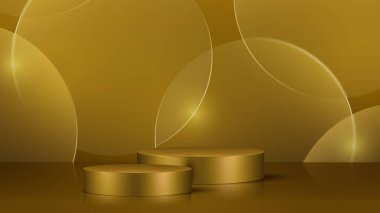 3D gerçekçi modern lüks stil parlak metalik podyum tezgahı temiz arka planda cam minimum duvar sahnesi. Güzellik kozmetik sunumu için kullan, vitrin modeli