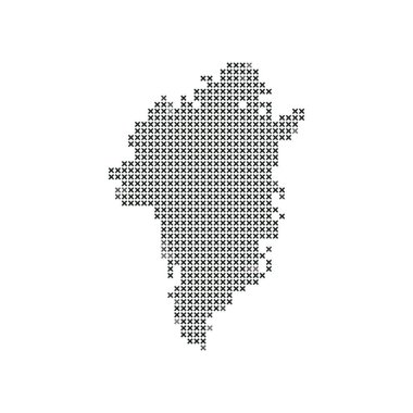 Grafik arkaplanda Grönland haritası. Kordinatlarla birlikte sera haritası vektörü. Greenland haritası. Vektör illüstrasyonu