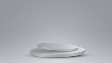3D disk podium background in soft haze backdrop, Studio light scene. Minimalist 3D mockup pedestal. Clean scene for product presentation mockup template.