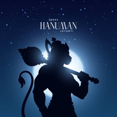 Hanuman Jayanti selamı, Tanrı Hanuman Arkaplan Tasarımı. Tanrı Hanuman 'ın doğum gününü kutlayan bir festival. İngilizce çeviri: 