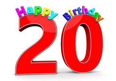 İyi ki doğdun ile büyük kırmızı sayı 20