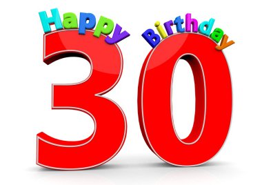 İyi ki doğdun ile büyük kırmızı sayı 30