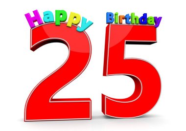 İyi ki doğdun ile büyük kırmızı sayı 25