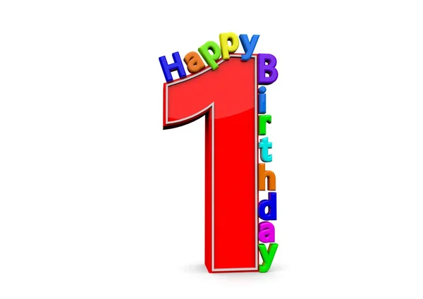 The big red number 1 with Happy Birthday — Stock Photo, Image