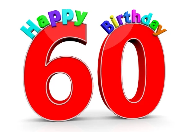 De grote rode nummer 60 met Happy Birthday — Stockfoto
